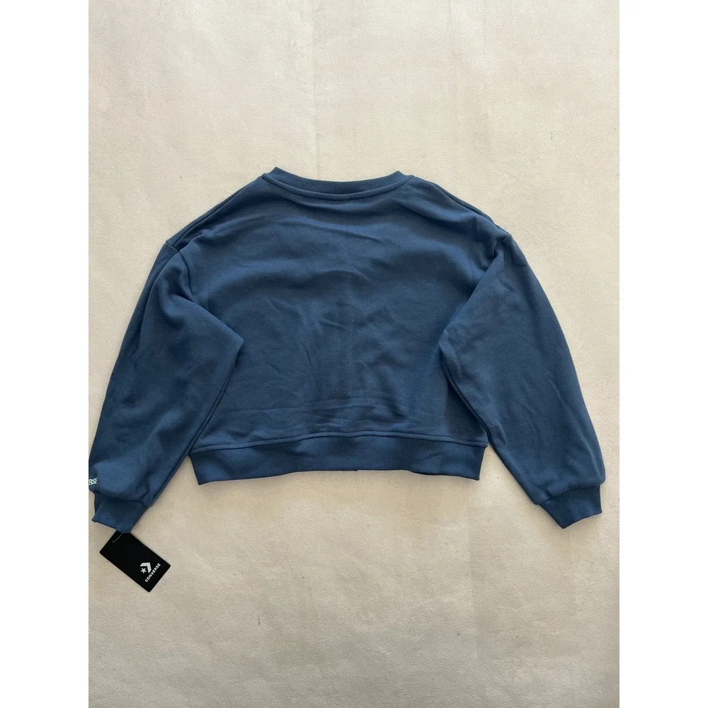 Converse Girls Slacker Blue Varsity Cardigan Sweatshirt 4MH371-UFL Size M 10-12